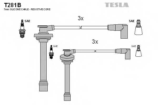 Комплект проводов зажигания TESLA T281B - изображение Комплект проводов зажигания TESLA T281B - изображение