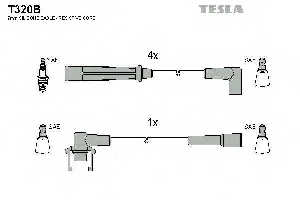 Комплект проводов зажигания TESLA T320B - изображение Комплект проводов зажигания TESLA T320B - изображение