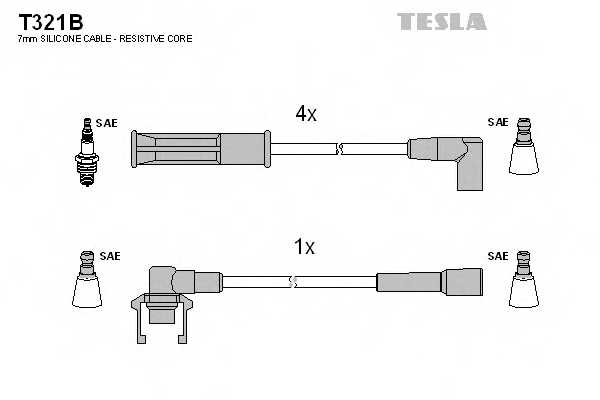 Комплект проводов зажигания TESLA T321B - изображение Комплект проводов зажигания TESLA T321B - изображение