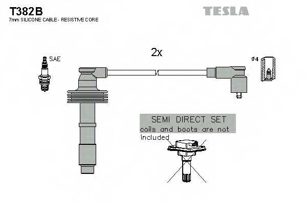 Комплект проводов зажигания TESLA T382B - изображение