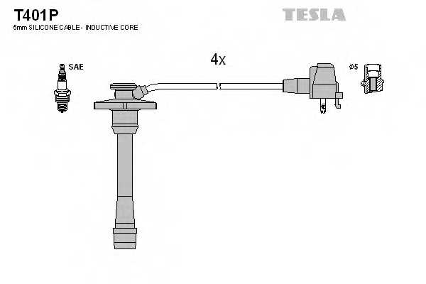 Комплект проводов зажигания TESLA T401P - изображение