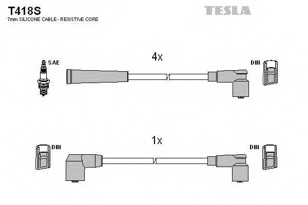 Комплект проводов зажигания TESLA T418S - изображение