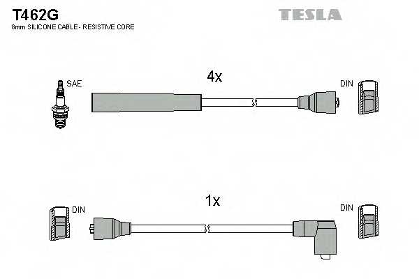 Комплект проводов зажигания TESLA T462G - изображение Комплект проводов зажигания TESLA T462G - изображение