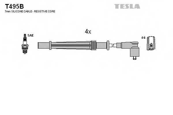 Комплект проводов зажигания TESLA T495B - изображение
