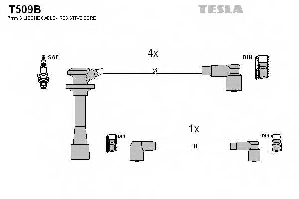 Комплект проводов зажигания TESLA T509B - изображение