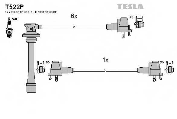 Комплект проводов зажигания TESLA T522P - изображение Комплект проводов зажигания TESLA T522P - изображение