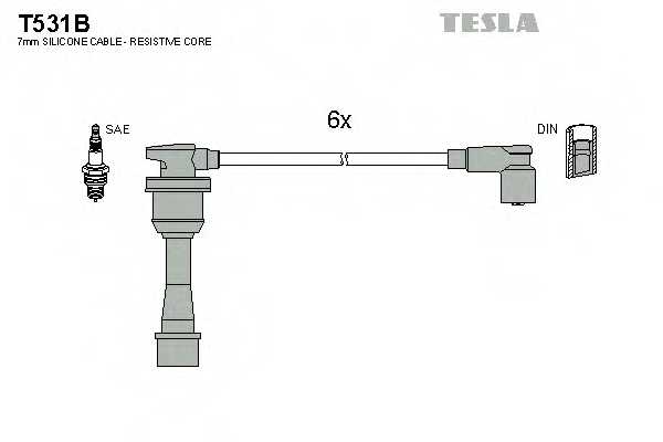 Комплект проводов зажигания TESLA T531B - изображение
