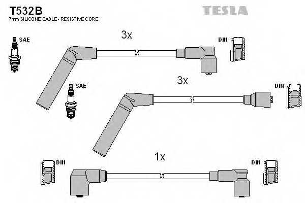 Комплект проводов зажигания TESLA T532B - изображение