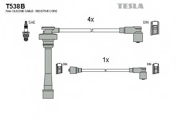 Комплект проводов зажигания TESLA T538B - изображение Комплект проводов зажигания TESLA T538B - изображение