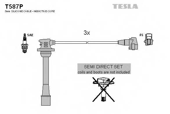 Комплект проводов зажигания TESLA T587P - изображение