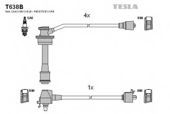 Комплект проводов зажигания TESLA T638B - изображение Комплект проводов зажигания TESLA T638B - изображение