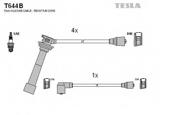 Комплект проводов зажигания TESLA T644B - изображение Комплект проводов зажигания TESLA T644B - изображение