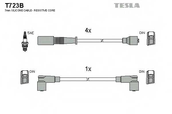 Комплект проводов зажигания TESLA T723B - изображение Комплект проводов зажигания TESLA T723B - изображение