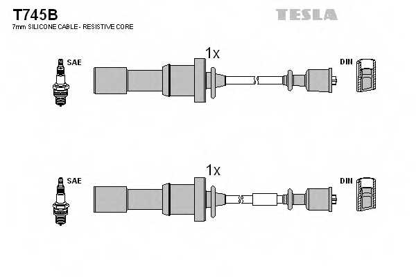 Комплект проводов зажигания TESLA T745B - изображение