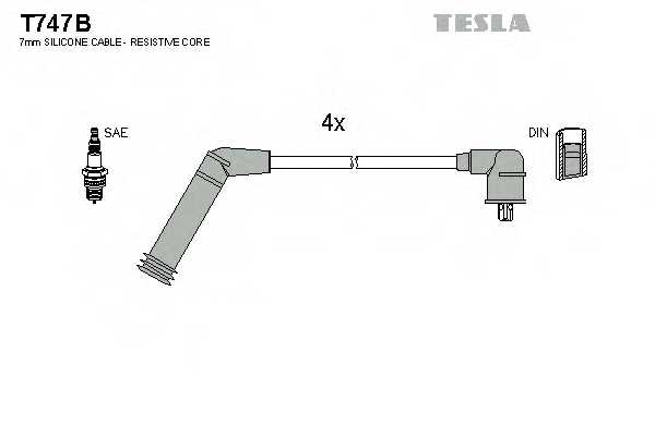 Комплект проводов зажигания TESLA T747B - изображение