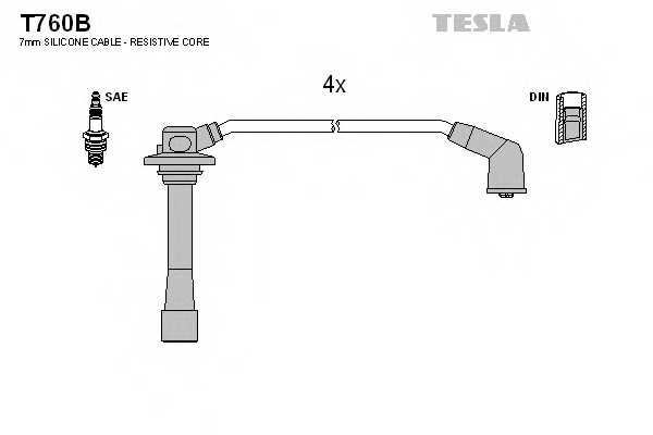 Комплект проводов зажигания TESLA T760B - изображение