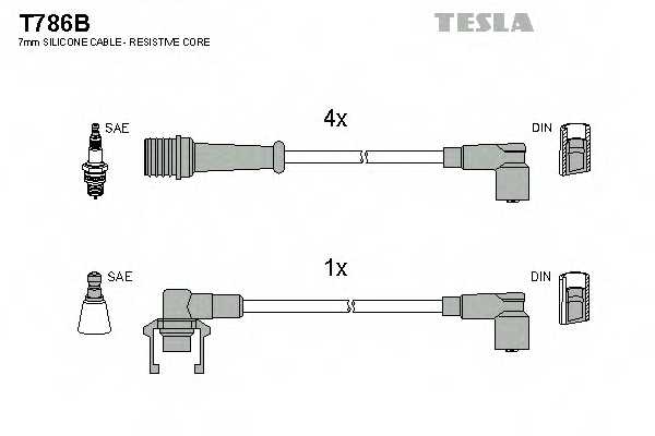 Комплект проводов зажигания TESLA T786B - изображение