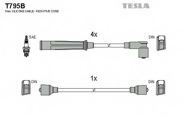 Комплект проводов зажигания TESLA T795B - изображение