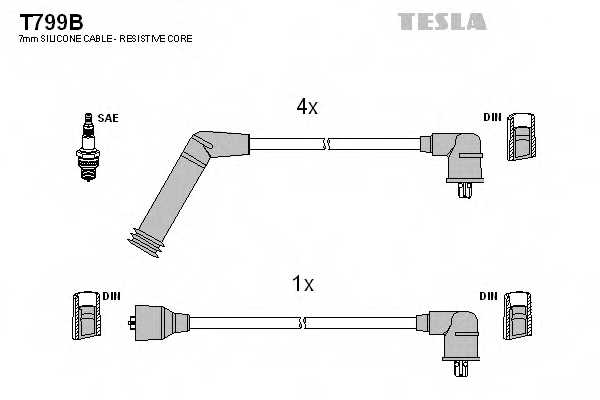 Комплект проводов зажигания TESLA T799B - изображение Комплект проводов зажигания TESLA T799B - изображение