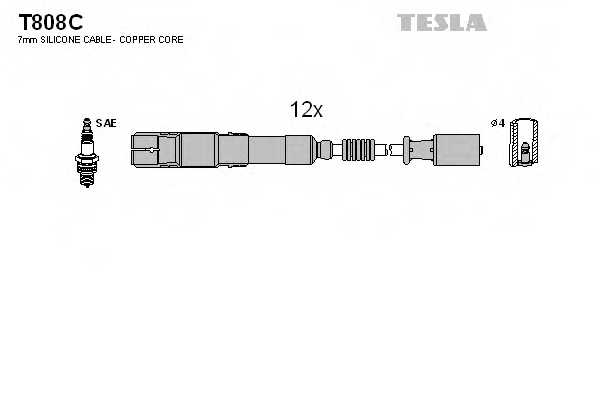 Комплект проводов зажигания TESLA T808C - изображение