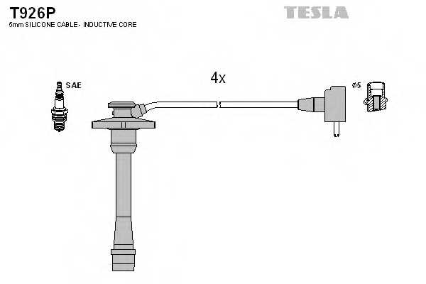 Комплект проводов зажигания TESLA T926P - изображение