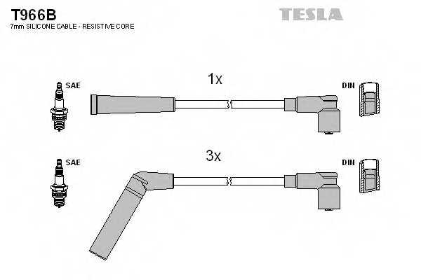 Комплект проводов зажигания TESLA T966B - изображение Комплект проводов зажигания TESLA T966B - изображение