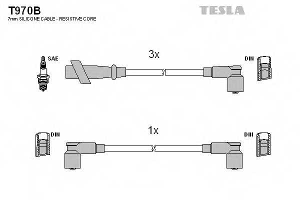 Комплект проводов зажигания TESLA T970B - изображение