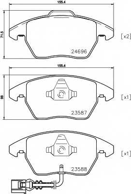 Колодки тормозные дисковые для AUDI A1, A3, TT / SKODA OCTAVIA, SUPERB, YETI / VW BEETLE, CADDY, CC, EOS, GOLF, JETTA CITY, JE Колодки тормозные дисковые для AUDI A1, A3, TT / SKODA OCTAVIA, SUPERB, YETI / VW BEETLE, CADDY, CC, EOS, GOLF, JETTA CITY, JETTA, PASSAT, SCIROCCO, TOURAN <b>TEXTAR 2469602 / 24696</b> - изображение