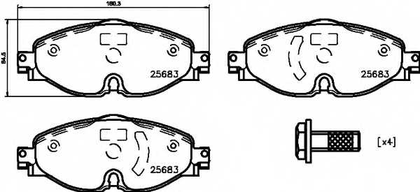 Колодки тормозные дисковые для VW CADDY(SAA,SAB,SAH,SAJ), GOLF(5G1,BA5,BE1), PASSAT(3G2,3G5), TIGUAN <b>TEXTAR 2568303 / 25683</b> - изображение