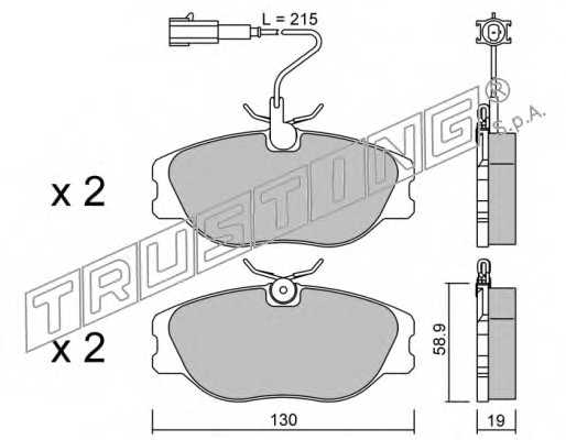 Колодки тормозные дисковые для FIAT COUPE(FA/175), CROMA(154), TIPO(160) / LANCIA DEDRA(835), DELTA(831AB0,836), KAPPA(838,838 Колодки тормозные дисковые для FIAT COUPE(FA/175), CROMA(154), TIPO(160) / LANCIA DEDRA(835), DELTA(831AB0,836), KAPPA(838,838A,838B), THEMA(834) <b>TRUSTING 074.1 / 21147</b> - изображение