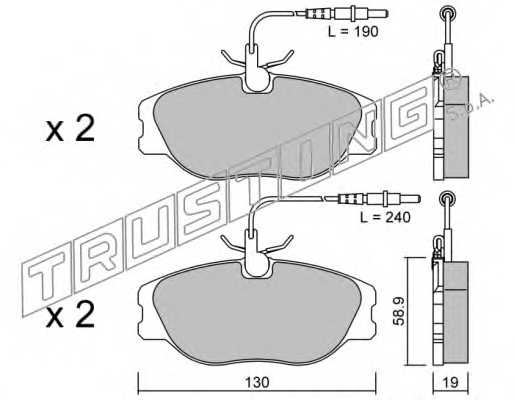 Колодки тормозные дисковые для CITROEN EVASION, JUMPY / FIAT SCUDO, ULYSSE / LANCIA ZETA / PEUGEOT 806, EXPERT <b>TRUSTING 074.3 / 21801</b> - изображение