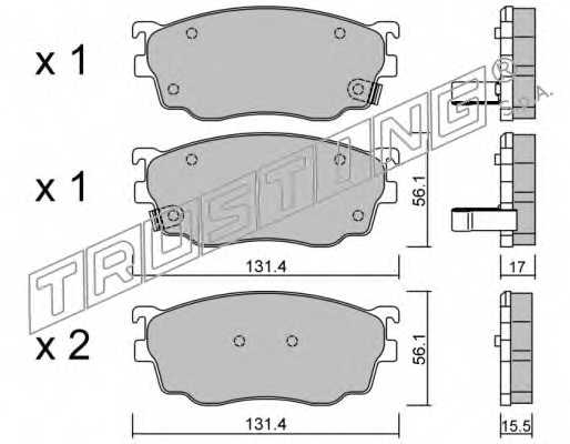 Колодки тормозные дисковые для MAZDA 626(GF,GW), PREMACY(CP) <b>TRUSTING 310.0 / 23777</b> - изображение