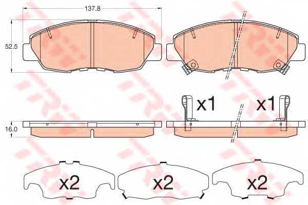 Колодки тормозные дисковые для HONDA CIVIC(FB,FG,FK) <b>TRW GDB3609 / 21497</b> - изображение Колодки тормозные дисковые для HONDA CIVIC(FB,FG,FK) <b>TRW GDB3609 / 21497</b> - изображение