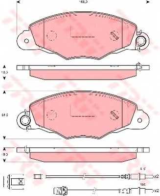 Колодки тормозные дисковые для PEUGEOT 605(6B) <b>TRW GDB1410 / 21988</b> - изображение Колодки тормозные дисковые для PEUGEOT 605(6B) <b>TRW GDB1410 / 21988</b> - изображение