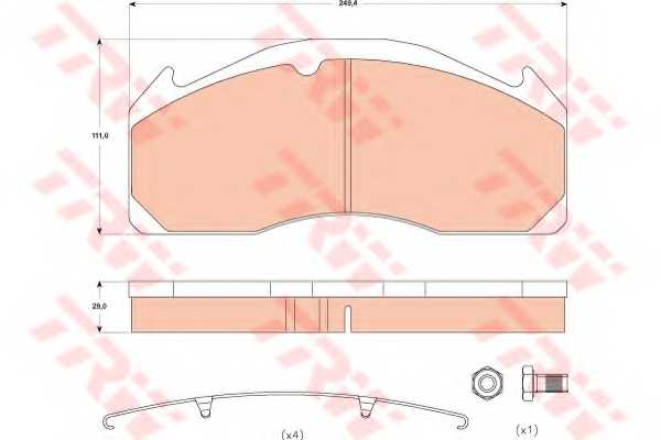 Колодки тормозные дисковые для VOLVO B 12, B 9, FH 12, FH 16, FH, FL, FM 10, FM 12, FM 7, FM 9, FM, FMX, NH 12 <b>TRW GDB5085 / 29125</b> - изображение 2