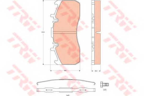 Колодки тормозные дисковые для VOLVO FE, FH 12, FH 16, FH, FL <b>TRW GDB5102 / 29173</b> - изображение 2