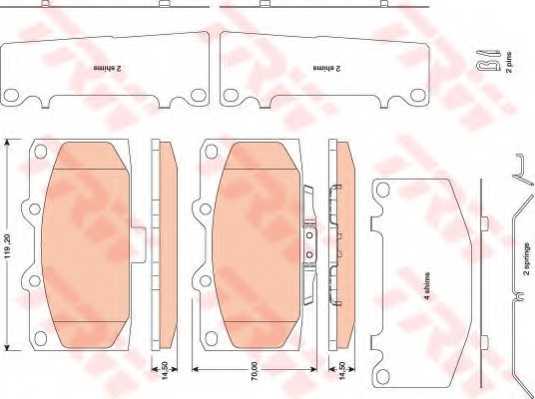 Колодки тормозные дисковые для SUBARU IMPREZA(GD,GG) <b>TRW GDB3470</b> - изображение