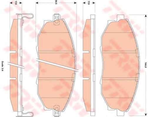 Колодки тормозные дисковые для CHEVROLET EPICA(KL1#) / DAEWOO TOSCA <b>TRW GDB4179 / 24864</b> - изображение