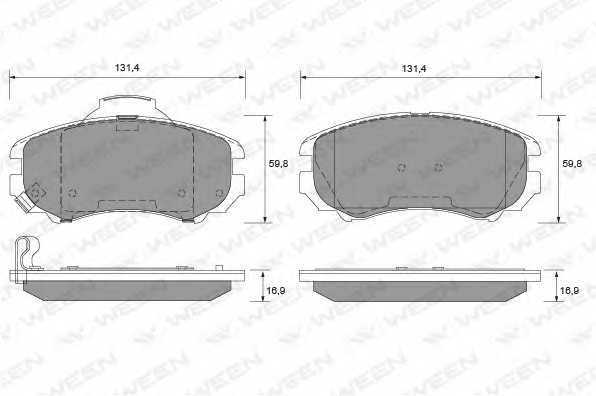 Колодки тормозные дисковые для HYUNDAI COUPE(GK), ELANTRA(HD,XD), TIBURON / KIA SPORTAGE(JE#,KM#) <b>WEEN 151-1118 / 23891</b> Колодки тормозные дисковые для HYUNDAI COUPE(GK), ELANTRA(HD,XD), TIBURON / KIA SPORTAGE(JE#,KM#) <b>WEEN 151-1118 / 23891</b> - изображение