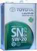Масло моторное полусинтетическое 4л 5w20 SN Toyota SN 08880-10605 - изображение Изображение товара "Масло моторное полусинтетическое 4л 5w20 SN Toyota SN 08880-10605"
